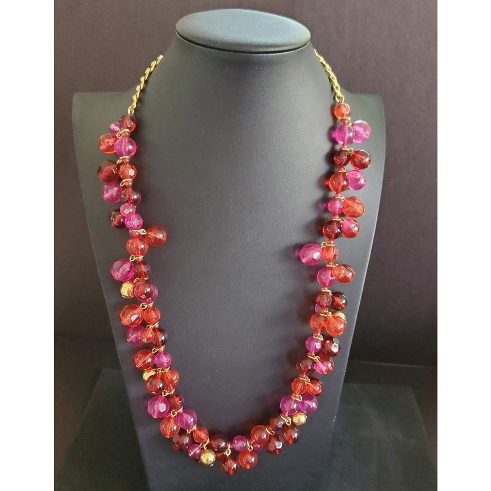Kate Spade Pink and Red Cluster Necklace